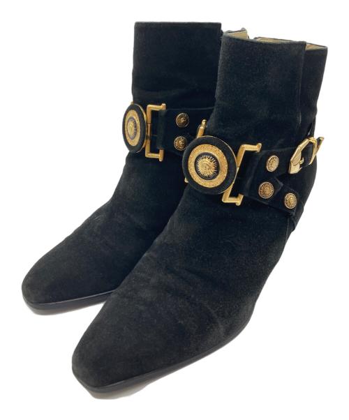 VERSACE（ヴェルサーチェ）VERSACE (ヴェルサーチェ) メデューサバックルスウェードブーツ ブラック サイズ:35の古着・服飾アイテム