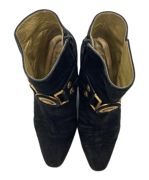 VERSACE（ヴェルサーチェ）VERSACE (ヴェルサーチェ) メデューサバックルスウェードブーツ ブラック サイズ:35の古着・服飾アイテム