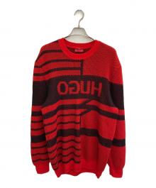 HUGO BOSS（ヒューゴ ボス）の古着「ジャガードニット」｜レッド×ブラック