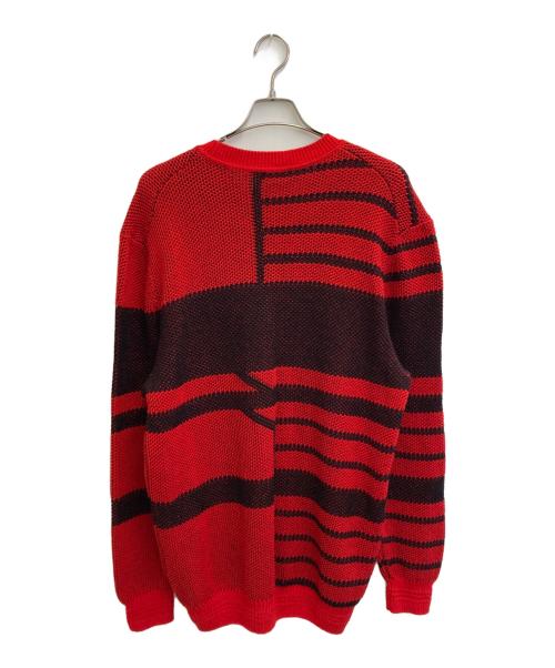 HUGO BOSS（ヒューゴ ボス）HUGO BOSS (ヒューゴ ボス) ジャガードニット レッド×ブラック サイズ:XLの古着・服飾アイテム