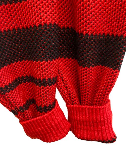 HUGO BOSS（ヒューゴ ボス）HUGO BOSS (ヒューゴ ボス) ジャガードニット レッド×ブラック サイズ:XLの古着・服飾アイテム