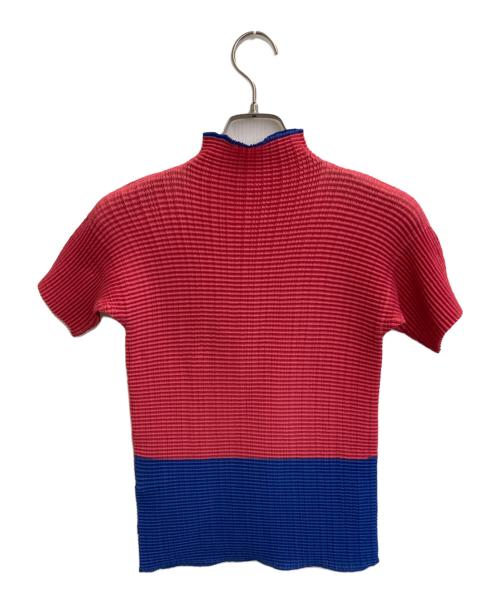 ISSEY MIYAKE WHITE LABEL（イッセイミヤケホワイトレーベル）ISSEY MIYAKE WHITE LABEL (イッセイミヤケホワイトレーベル) バイカラープリーツカットソー ピンク×ブルー サイズ:2の古着・服飾アイテム