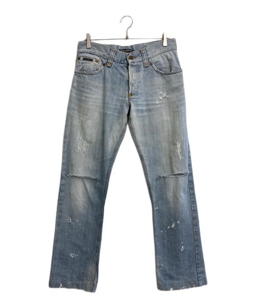 DOLCE & GABBANA（ドルチェ＆ガッバーナ）DOLCE & GABBANA (ドルチェ＆ガッバーナ) ダメージデニムパンツ インディゴ サイズ:48の古着・服飾アイテム