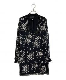 DIESEL Black Gold（ディーゼル ブラック ゴールド）の古着「シルクスタッズデザインワンピース」｜ホワイト×ブラック