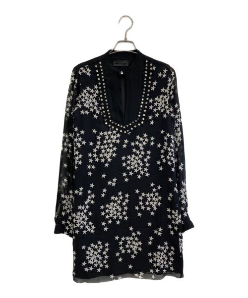 DIESEL Black Gold（ディーゼル ブラック ゴールド）DIESEL BLACK GOLD (ディーゼル ブラック ゴールド) シルクスタッズデザインワンピース ホワイト×ブラック サイズ:Freeの古着・服飾アイテム