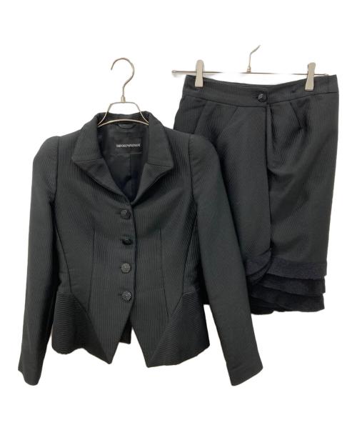 EMPORIO ARMANI（エンポリオ アルマーニ）EMPORIO ARMANI (エンポリオアルマーニ) セットアップジャケット ブラック サイズ:38の古着・服飾アイテム