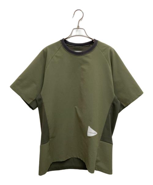 and wander（アンドワンダー）and wander (アンドワンダー) hybrid base layer short sleeve T オリーブ サイズ:5の古着・服飾アイテム