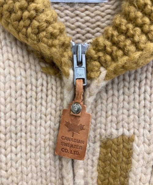 CANADIAN SWEATER（カナディアンセーター）CANADIAN SWEATER (カナディアンセーター) カウチンニットジャケット ベージュ×マスタード サイズ:-の古着・服飾アイテム