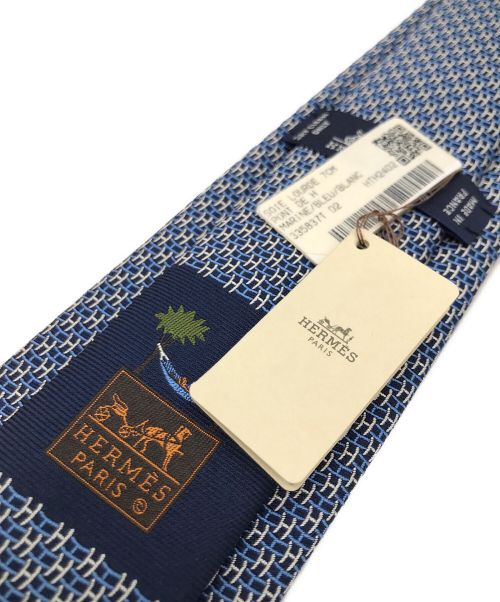 HERMES（エルメス）HERMES (エルメス) シルクツイルタイ 《ポン・ドゥ・H》 マリン サイズ:- 未使用品の古着・服飾アイテム