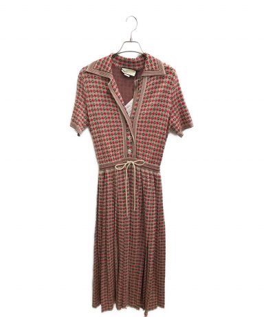 中古・古着通販】GUCCI (グッチ) ニットワンピース レッド×ベージュ