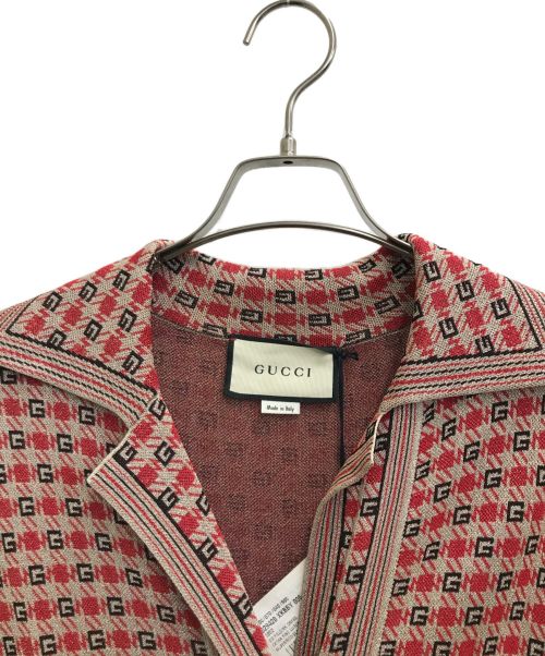 GUCCI（グッチ）GUCCI (グッチ) ニットワンピース レッド×ベージュ サイズ:L 未使用品の古着・服飾アイテム