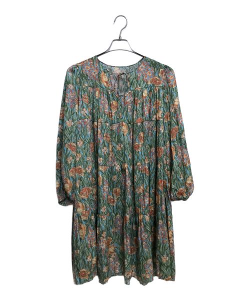GRACE CONTINENTAL（（グレースコンチネンタル）GRACE CONTINENTAL (（グレースコンチネンタル) フラワープリントティアードミニワンピース グリーン サイズ:36の古着・服飾アイテム