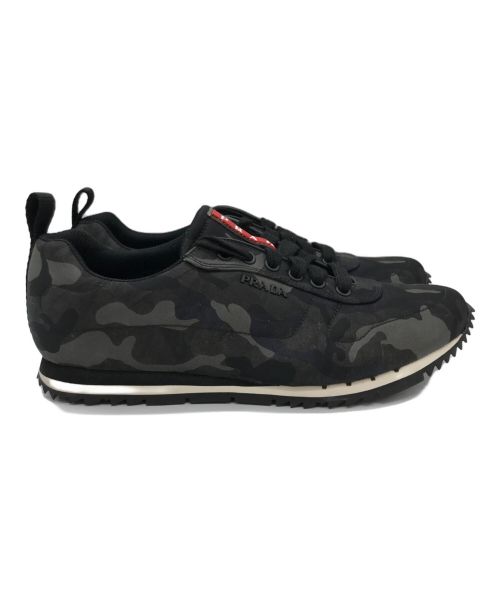 PRADA（プラダ）PRADA (プラダ) カモフラージュ柄スニーカー ブラック×グレー サイズ:6.5の古着・服飾アイテム