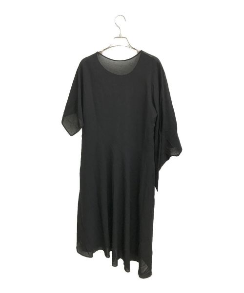 YOHJI YAMAMOTO（ヨウジヤマモト）YOHJI YAMAMOTO (ヨウジヤマモト) シアーアシンメトリーワンピース ブラック サイズ:Sの古着・服飾アイテム