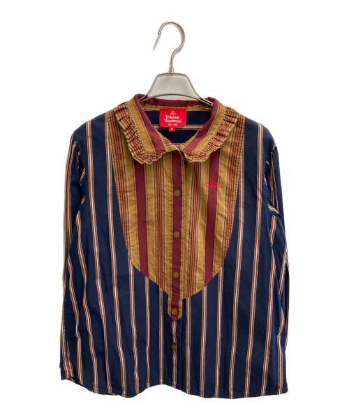 Vivienne Westwood RED LABEL（ヴィヴィアンウエストウッドレッドレーベル）Vivienne Westwood RED LABEL (ヴィヴィアンウエストウッドレッドレーベル) ストライプブザムシャツ ネイビー サイズ:Mの古着・服飾アイテム