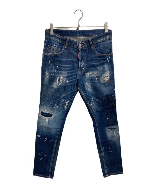 DSQUARED2（ディースクエアード）DSQUARED2 (ディースクエアード) ダメージ加工デニムパンツ インディゴ サイズ:46の古着・服飾アイテム