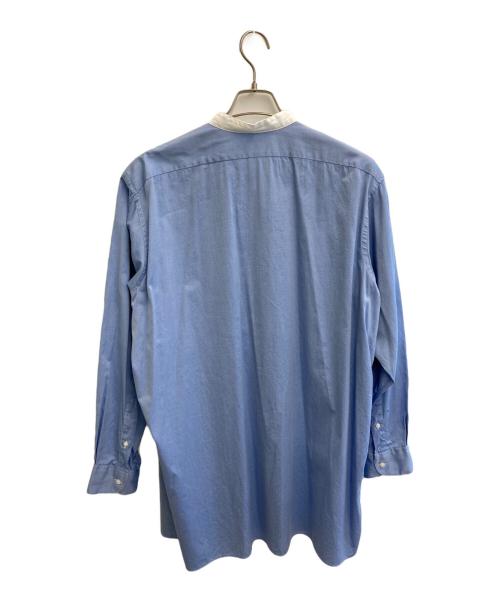 INDIVIDUALIZED SHIRTS（インディビジュアライズドシャツ）INDIVIDUALIZED SHIRTS (インディビジュアライズドシャツ) バンドカラーシャツ ブルー×ホワイト サイズ:ｌの古着・服飾アイテム