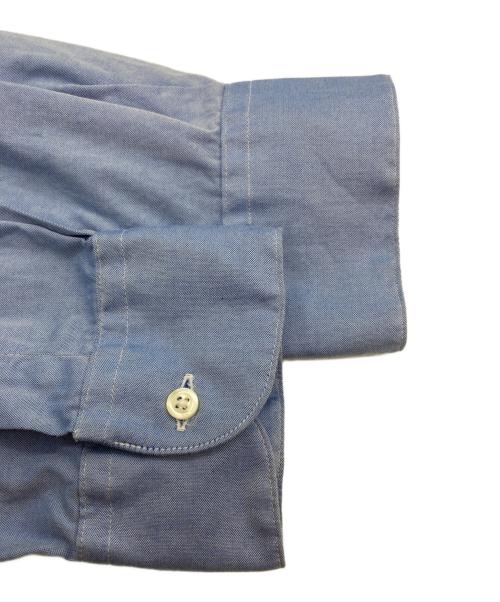 INDIVIDUALIZED SHIRTS（インディビジュアライズドシャツ）INDIVIDUALIZED SHIRTS (インディビジュアライズドシャツ) バンドカラーシャツ ブルー×ホワイト サイズ:ｌの古着・服飾アイテム