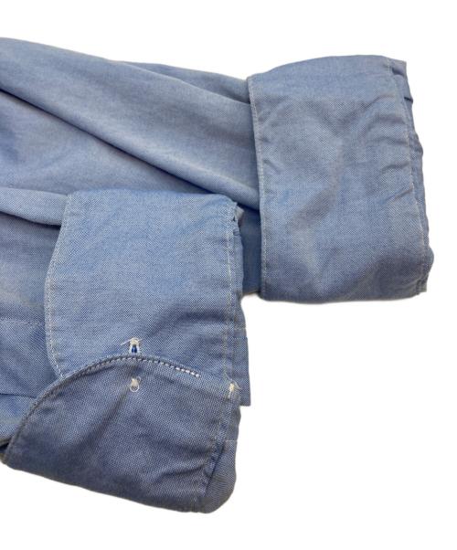 INDIVIDUALIZED SHIRTS（インディビジュアライズドシャツ）INDIVIDUALIZED SHIRTS (インディビジュアライズドシャツ) バンドカラーシャツ ブルー×ホワイト サイズ:ｌの古着・服飾アイテム