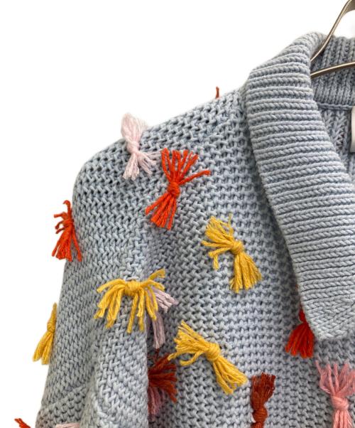 6(ROKU) BEAUTY&YOUTH（ロク ビューティーアンドユース）6(ROKU) BEAUTY&YOUTH (ロク ビューティーアンドユース) リボンニットカーディガン スカイブルー サイズ:-の古着・服飾アイテム