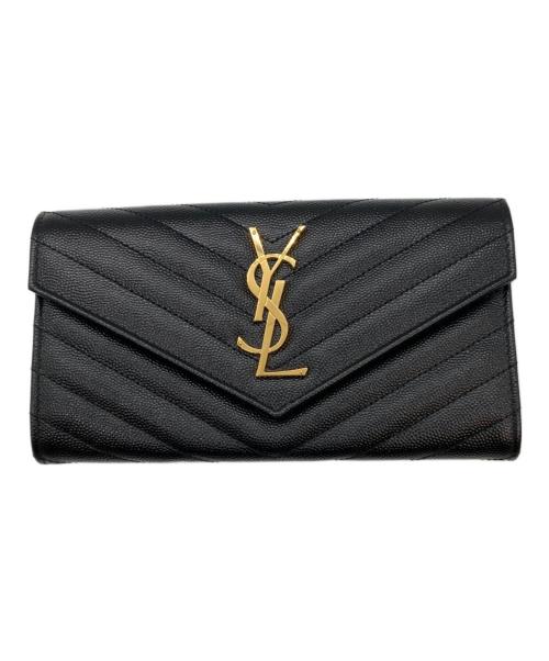 Yves Saint Laurent（イヴサンローラン）Yves Saint Laurent (イヴサンローラン) ラージフラップウォレット ブラックの古着・服飾アイテム