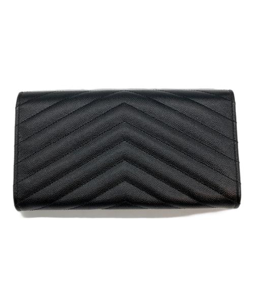 Yves Saint Laurent（イヴサンローラン）Yves Saint Laurent (イヴサンローラン) ラージフラップウォレット ブラックの古着・服飾アイテム