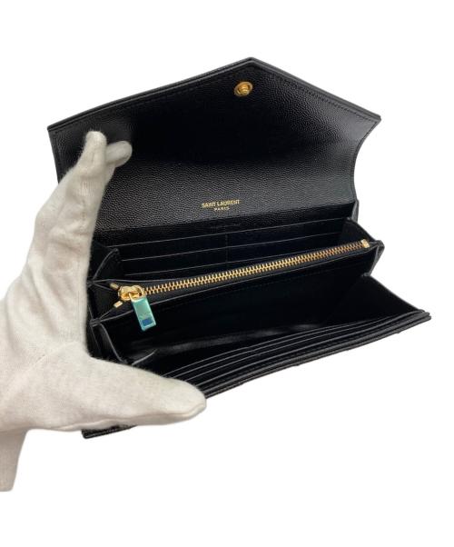 Yves Saint Laurent（イヴサンローラン）Yves Saint Laurent (イヴサンローラン) ラージフラップウォレット ブラックの古着・服飾アイテム