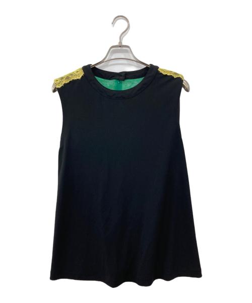 TOKUKO1erVOL（トクコプルミエヴォル）TOKUKO1erVOL (トクコプルミエヴォル) ノースリーブカットソー ブラック×グリーン サイズ:9の古着・服飾アイテム