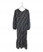 HER LIP TOハーリップトゥ）の古着「Vosges Jacquard Knit Dress」｜ホワイト×ネイビー