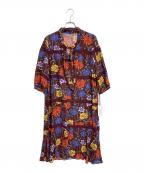 GRACE CONTINENTALグレースコンチネンタル）の古着「フラワープリントレースボーダワンピース」｜レッド