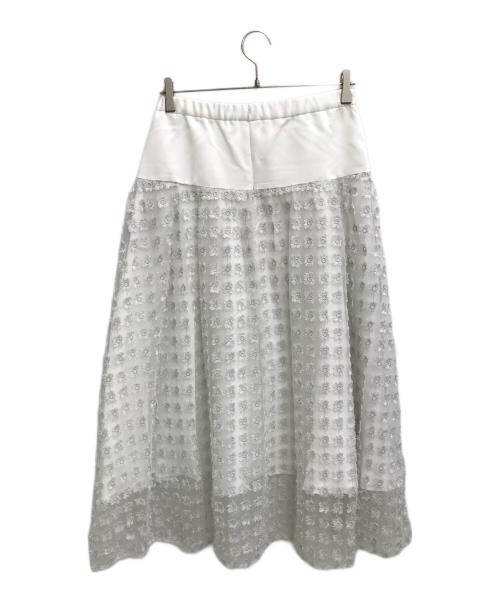 GRACE CLASS（グレースクラス）GRACE CLASS (グレースクラス) フラワーラメJQスカート ホワイト サイズ:38 未使用品の古着・服飾アイテム