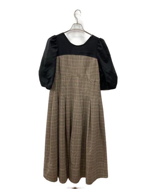 Diagram（ダイアグラム）Diagram (ダイアグラム) チェック切替シャツワンピース ブラック×ベージュ サイズ:SIZE Ｍ 未使用品の古着・服飾アイテム