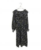 GRACE CLASSグレースクラス）の古着「フリルカラープリントワンピース」｜ブラック