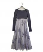 MERCURY DUOマーキュリーデュオ）の古着「エンブロイダリーニットドッキングワンピース」｜バイオレット