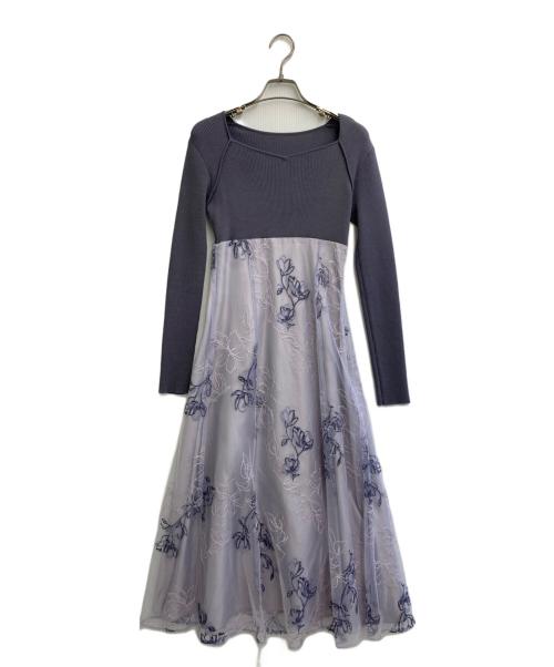 MERCURY DUO（マーキュリーデュオ）MERCURY DUO (マーキュリーデュオ) エンブロイダリーニットドッキングワンピース バイオレット サイズ:sの古着・服飾アイテム