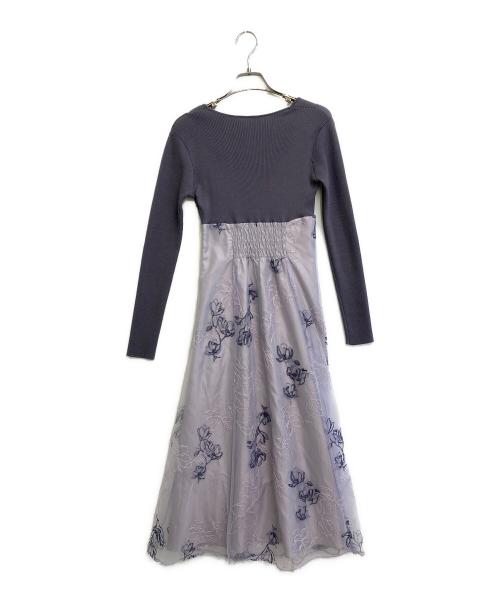 MERCURY DUO（マーキュリーデュオ）MERCURY DUO (マーキュリーデュオ) エンブロイダリーニットドッキングワンピース バイオレット サイズ:sの古着・服飾アイテム