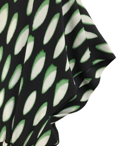 DRIES VAN NOTEN（ドリスヴァンノッテン）DRIES VAN NOTEN (ドリスヴァンノッテン) LEN LYE (レン・ライ) 総柄ワンピース ブラック×グリーン サイズ:34の古着・服飾アイテム