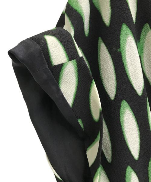 DRIES VAN NOTEN（ドリスヴァンノッテン）DRIES VAN NOTEN (ドリスヴァンノッテン) LEN LYE (レン・ライ) 総柄ワンピース ブラック×グリーン サイズ:34の古着・服飾アイテム