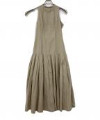 anuansアニュアンス）の古着「リネンライクローギャザーワンピース」｜ベージュ