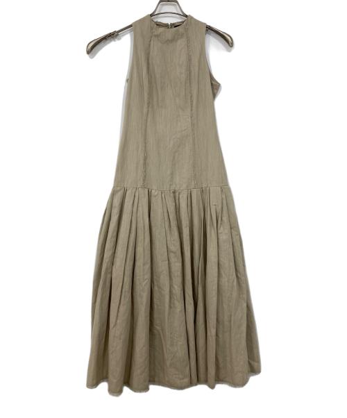 anuans（アニュアンス）anuans (アニュアンス) リネンライクローギャザーワンピース ベージュ サイズ:S 未使用品の古着・服飾アイテム