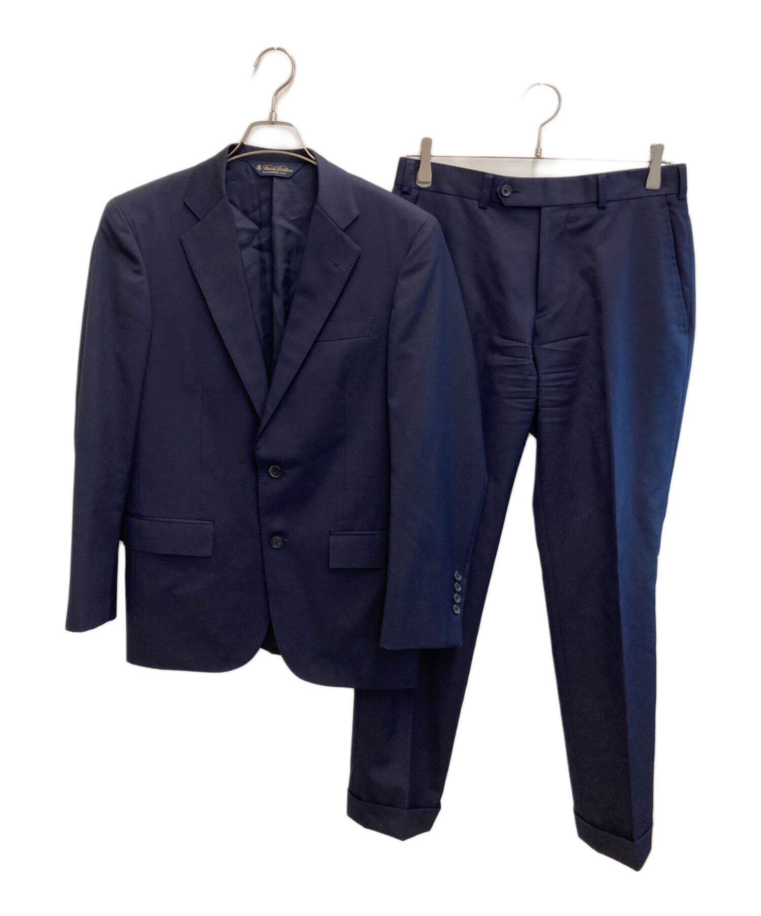 ブルックスブラザーズ　スーツセットアップ　ネイビー　シングル背抜き ブルックスブラザーズ セットアップ スーツ 背抜き ストライプ 紺