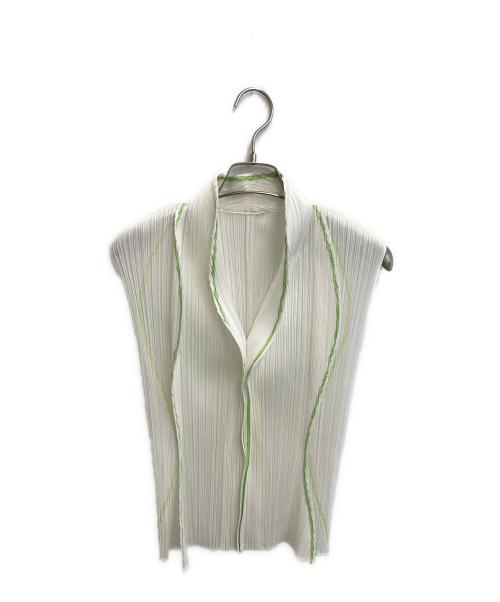 PLEATS PLEASE（プリーツプリーズ）PLEATS PLEASE (プリーツプリーズ) ノースリーブプリーツカットソー ホワイト サイズ:4の古着・服飾アイテム
