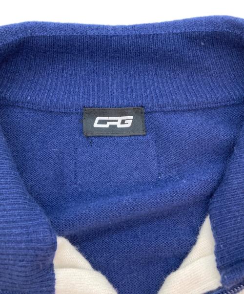 CPG GOLF（シーピージー ゴルフ）CPG GOLF (シーピージー ゴルフ) Full Zipup Logo Motif Knit Blouzon ホワイト×ブルー サイズ:SIZE Mの古着・服飾アイテム