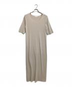RIVE DROITEリヴドロワ）の古着「ゴブソデUネックリブワンピース」｜ベージュ