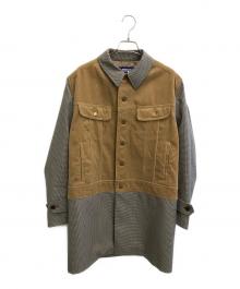 COMME des GARCONS JUNYA WATANABE MAN（コム デ ギャルソン ジュンヤ ワタナベ マン）の古着「ドッキングステンカラーコート」｜ブラウン×ベージュ