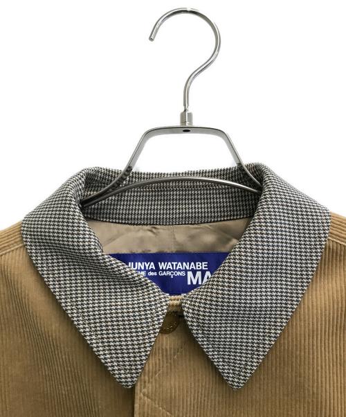COMME des GARCONS JUNYA WATANABE MAN（コムデギャルソンジュンヤワタナベマン）COMME des GARCONS JUNYA WATANABE MAN (コム デ ギャルソン ジュンヤ ワタナベ マン) ドッキングステンカラーコート ブラウン×ベージュ サイズ:XSの古着・服飾アイテム