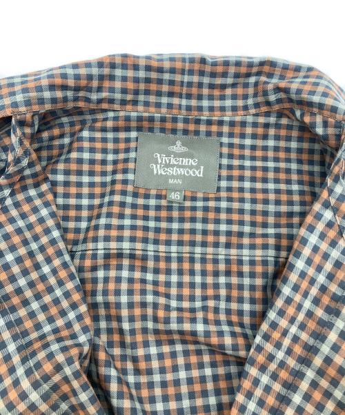 Vivienne Westwood man（ヴィヴィアン ウェストウッド マン）Vivienne Westwood man (ヴィヴィアン ウェストウッド マン) チェックロングタイシャツ ブラック×ブラウン サイズ:46の古着・服飾アイテム