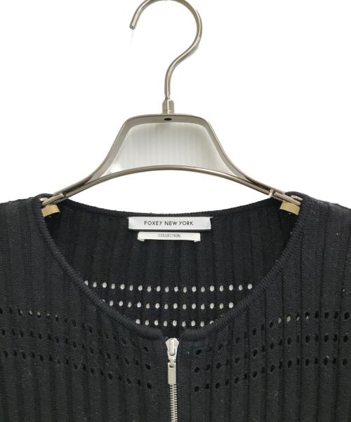 FOXEY NEWYORK（フォクシーニューヨーク）FOXEY NEWYORK (フォクシーニューヨーク) シルク混カーディガン アレグロ ブラック サイズ:38の古着・服飾アイテム