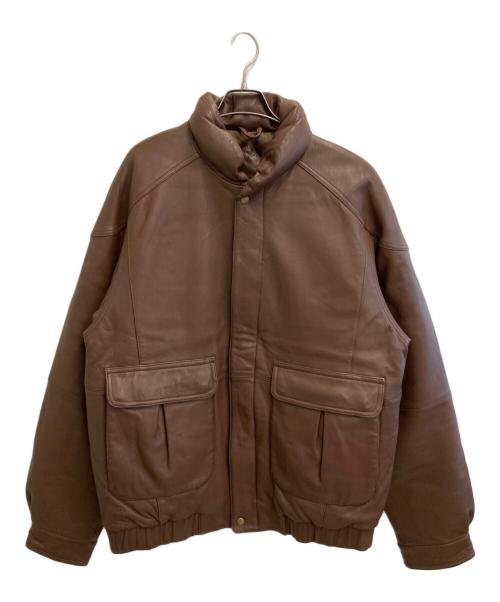 Eddie Bauer（エディーバウアー）Eddie Bauer (エディーバウアー) レザーダウンジャケット ブラウン サイズ:Lの古着・服飾アイテム