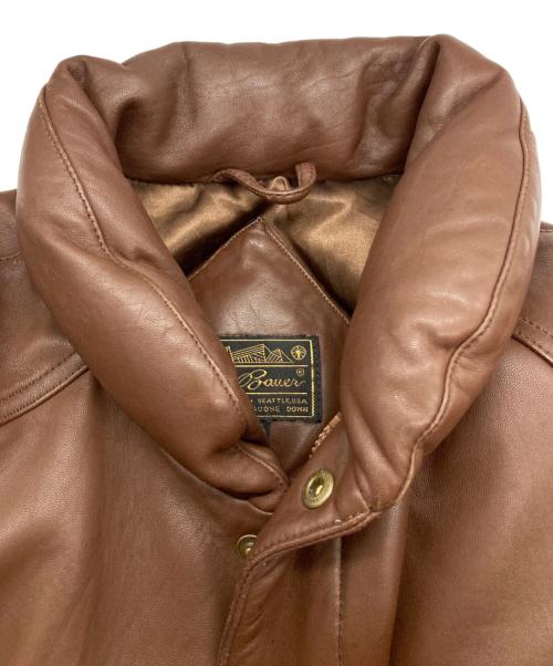 Eddie Bauer（エディーバウアー）Eddie Bauer (エディーバウアー) レザーダウンジャケット ブラウン サイズ:Lの古着・服飾アイテム